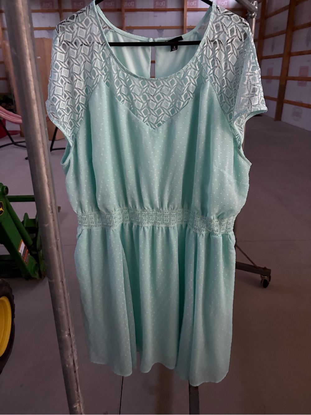 torrid Mint Lace-Yoke Dot Mini Dress